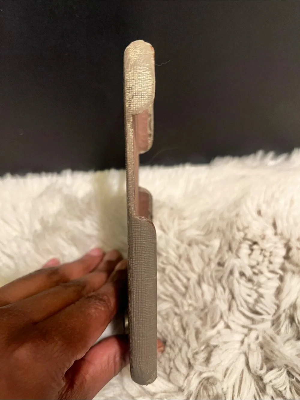 Gucci Beige Monogram Phone Case with Gold Double G Accent